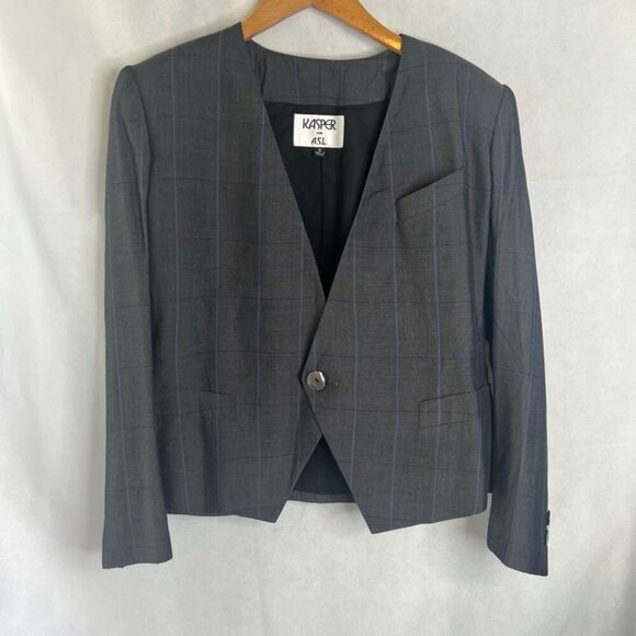Kasper for ASL Vintage 2 Piece Skirt Suit Set-Blazer & Pleated Skirt Womens Sz 8 - Picture 2 of 12